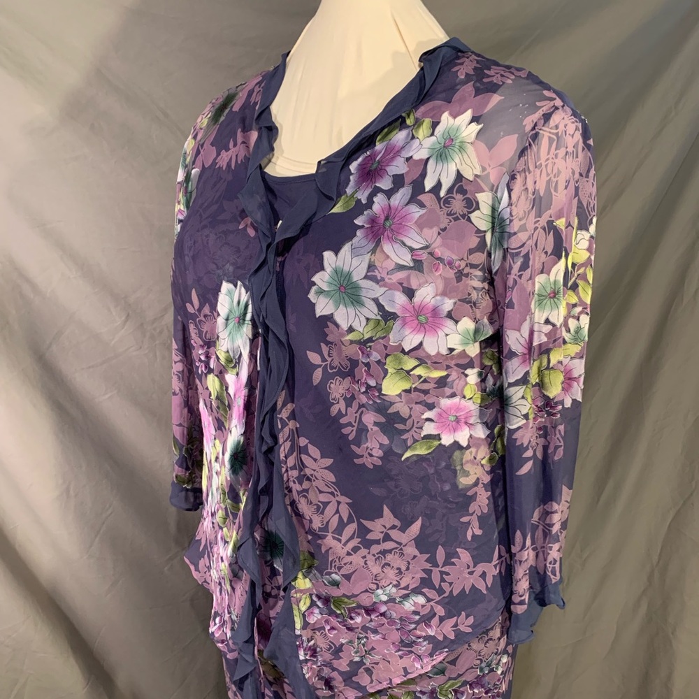 2 Piece Lilac Floral Bias Cut Dress XXL